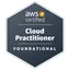 AWS Certified Cloud Practitioner badge